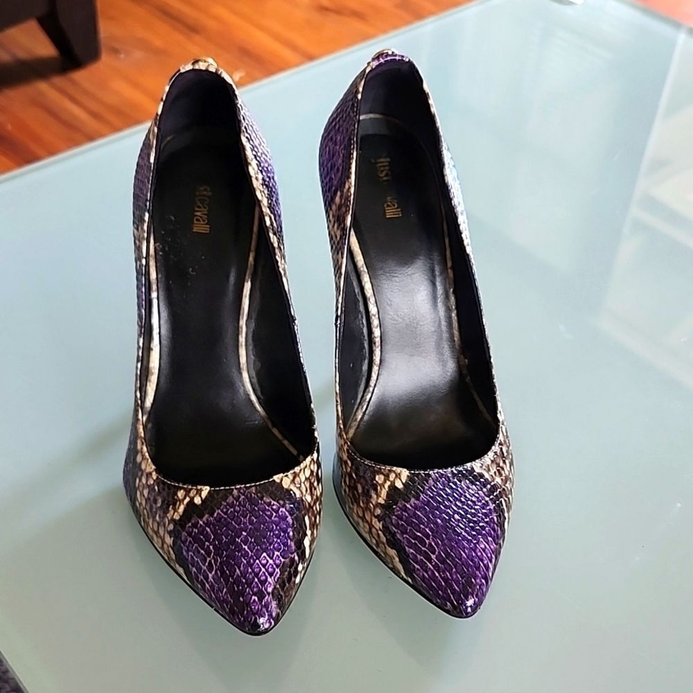 Robert Cavalli Just Cavalli Reptile Embossed Y2K Retro Heels US 7.5-8 EU Size 38
